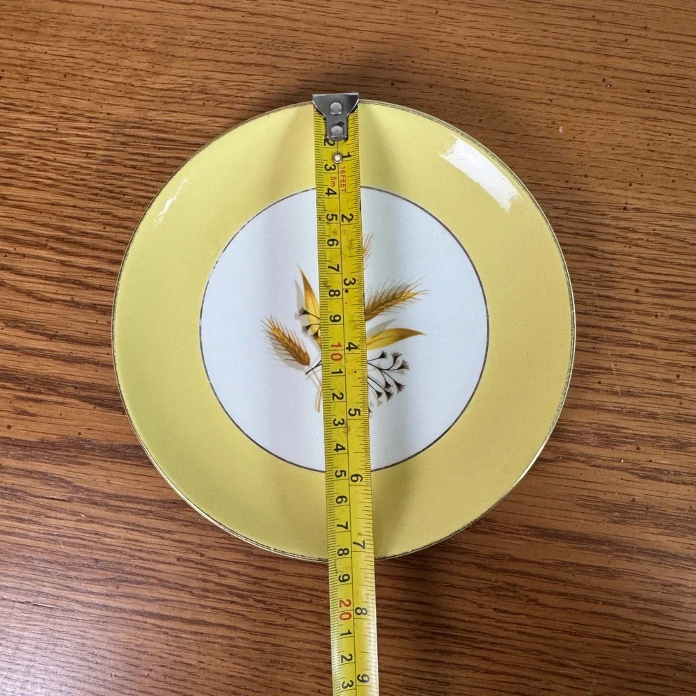 Century Service Corp Autumn Gold Wheat Salad Plate‎ Yellow Gold Trim Vintage